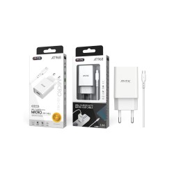 ADAPTADOR DE CARGA CON MICRO CABLE 2.4A MTK BLANCO ADAPTADOR DE CARGA CON MICRO CABLE 2.4A MTK BLANCO